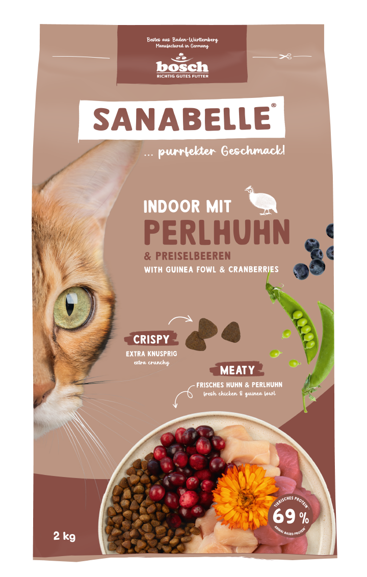 Sanabelle Katzen-Trockenfutter Indoor mit Perlhuhn